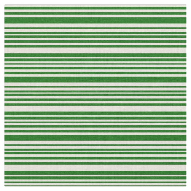 Beige & Dark Green Coloured Stripes Fabric (Close Up)