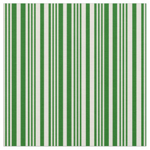 Beige & Dark Green Striped Pattern Fabric