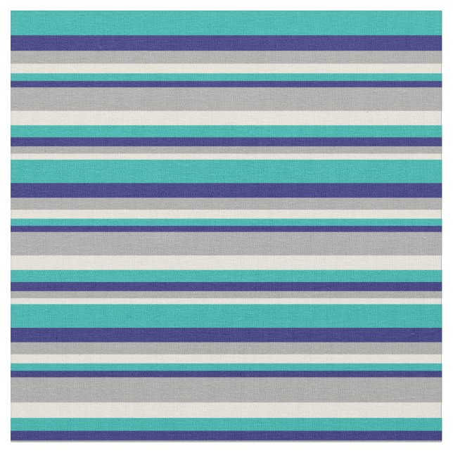 Beige, Dark Grey, Midnight Blue & Light Sea Green Fabric (Close Up)