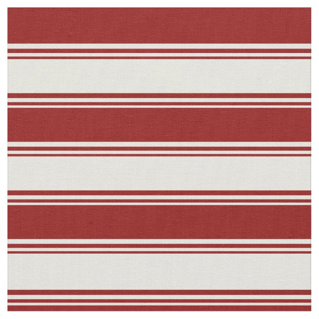 Beige & Dark Red Coloured Striped Pattern Fabric (Close Up)