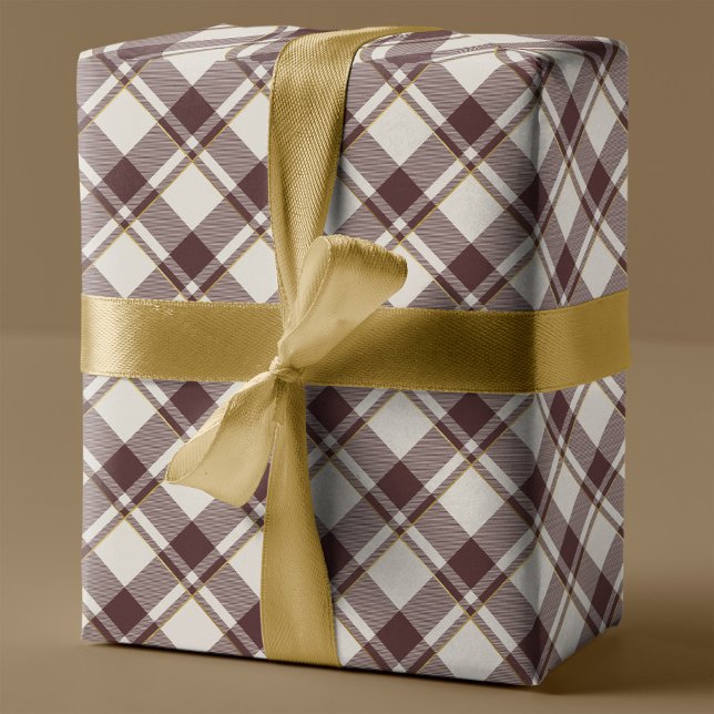 Beige & Dark Red Tartan Plaid Christmas Wrapping Paper (Creator Uploaded)