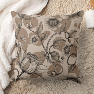 Beige Decoration with Flowers Cushion