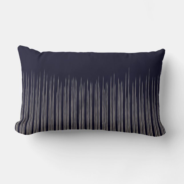 Beige/Deep Blue Stylish Stripe Pattern Lumbar Cushion (Front)