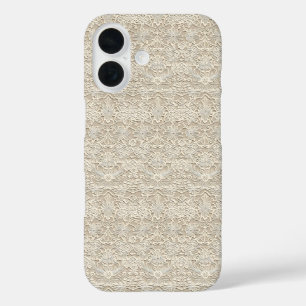 Beige Delicate Lace Pattern iPhone 16 Case
