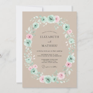 Beige Delicate Rustic Wedding Invitation