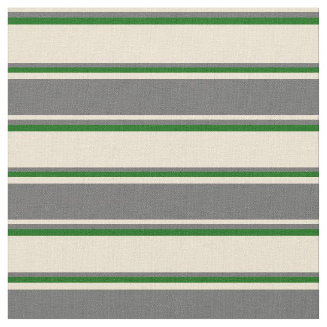 Beige, Dim Grey, and Dark Green Pattern Fabric (Close Up)
