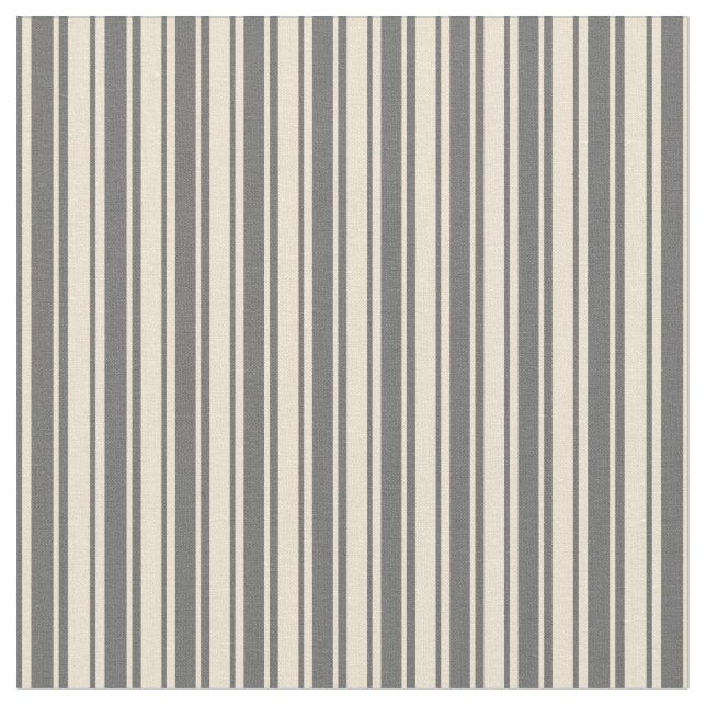 Beige & Dim Grey Lines Pattern Fabric (Close Up)