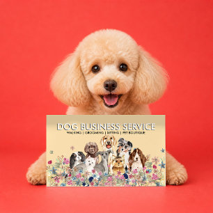 Beige Dog Grooming Walking Sitting Business Card