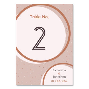Beige Dots and Circles Wedding Table Number Card