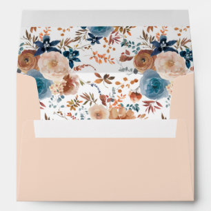 Beige & Dusty Blue Floral - Beige Envelope
