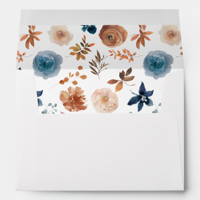 Beige & Dusty Blue Floral  Envelope 2 (Back (Bottom))