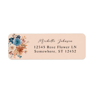 Beige & Dusty Blue Floral Return Address Label 2P