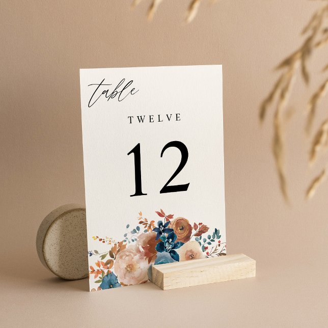Beige & Dusty Blue Floral Table Number V2 (Creator Uploaded)