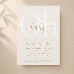Beige Earth Modern Minimalist Oh Baby Co Ed Shower Invitation
