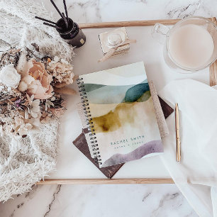 Beige Earth Tone Abstract Watercolor Personalised Notebook