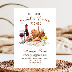Beige Earth Tone Bridal Shower Picnic Party Invitation