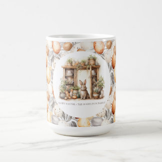 Beige Easter Rabbit Family Name Coffee Mug