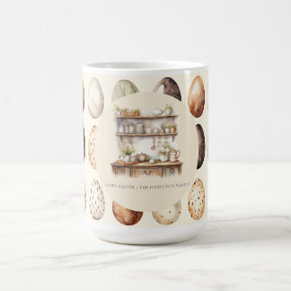 Beige Easter Vintage Kitchen Family Name Coffee Mug