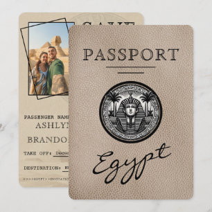 Beige Egypt Passport Wedding Save the Date
