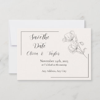 Beige Elegance Save the Date RSVP Card