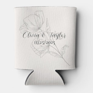 Beige Elegance Wedding Can Coolers