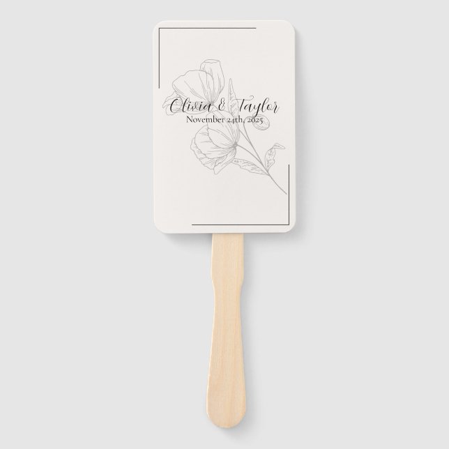 Beige Elegance Wedding Program Hand Fan (Front)