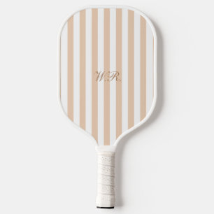 Beige Elegant Chic Script Monogram Preppy Pickleball Paddle