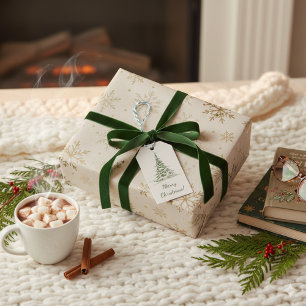 Beige Elegant Merry Christmas Gift Tag