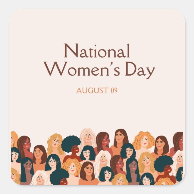 Beige Elegant National Women’s Day Square Sticker (Front)
