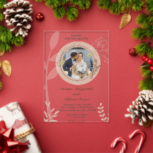 Beige Elegant Photo acrylic wedding invitations