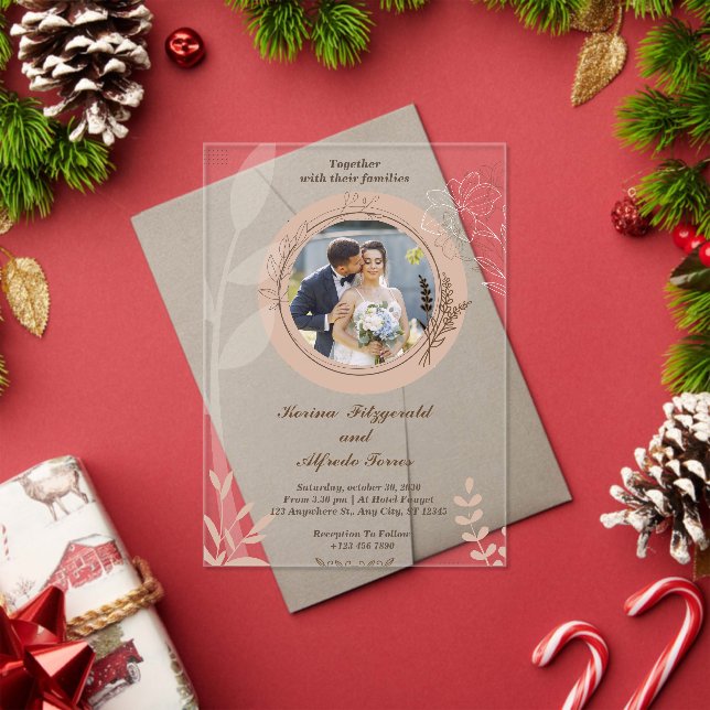 Beige Elegant Photo acrylic wedding invitations (Insitu (Holiday))