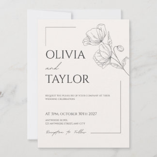 Beige Elegant Wedding Invitation