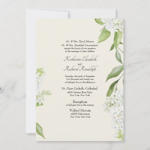 Beige Elegant White Hydrangea Wedding Invitation