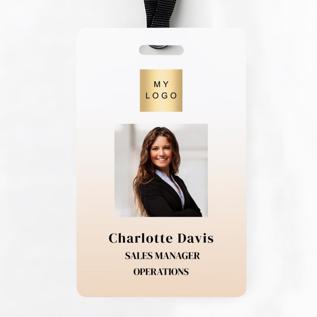 Beige employee photo ID company security Badge (Creator Uploaded)