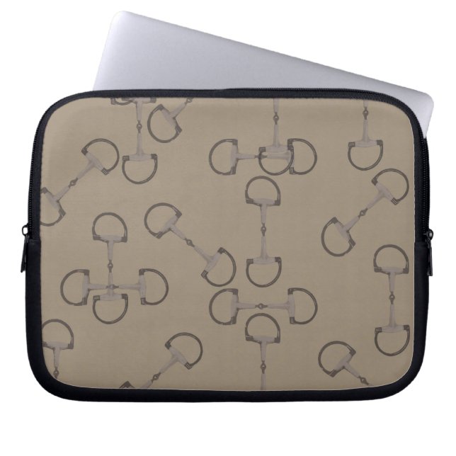 Beige Equestrian Horse Bits Laptop Sleeve (Front)