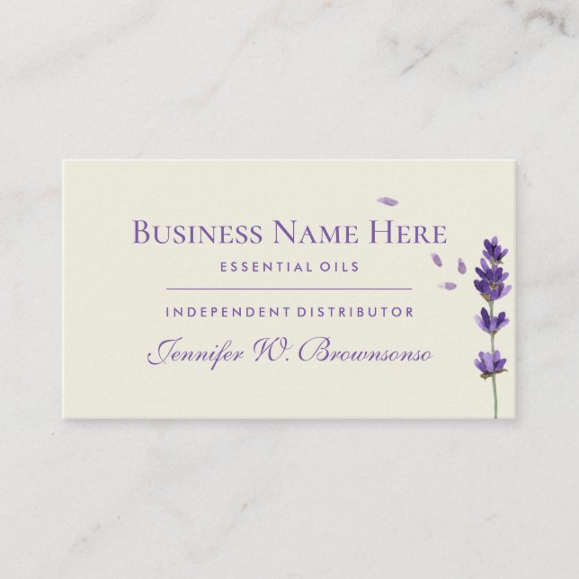 Beige essential oils Lavender Business Card (Front)