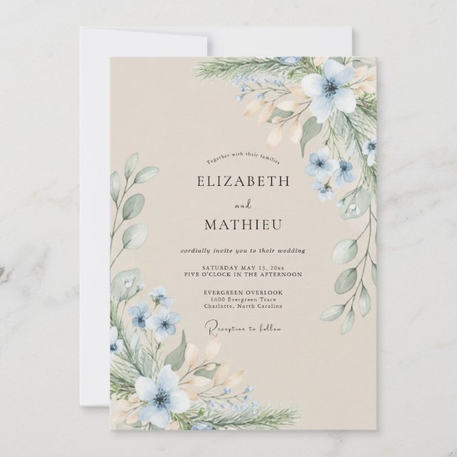 Beige Ethereal Coastal Wedding Invitation (Front)