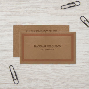 Beige Fake Leather Business Card