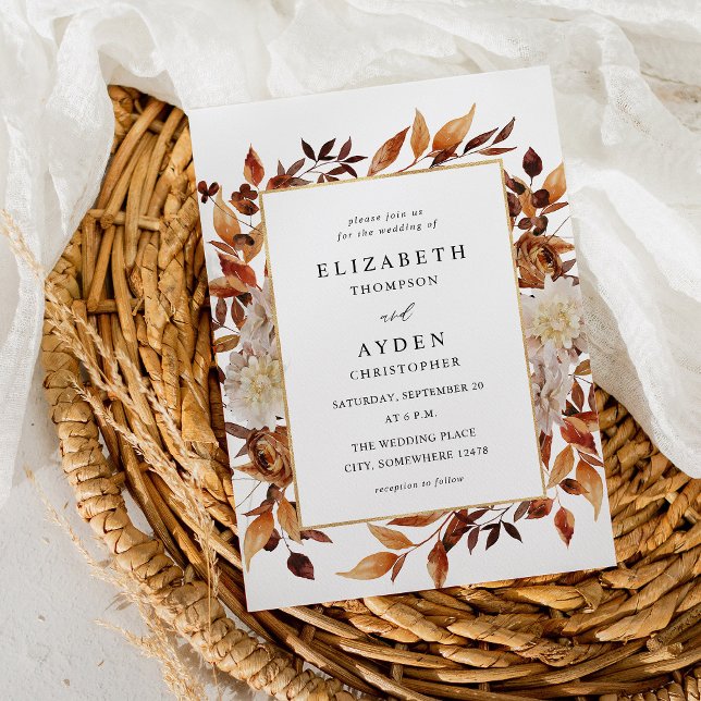 Beige Fall Floral 2 Wedding Invitation (Creator Uploaded)