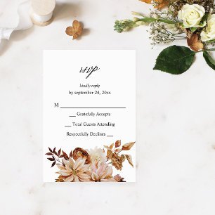 Beige Fall Floral no Meal RSVP VER Card