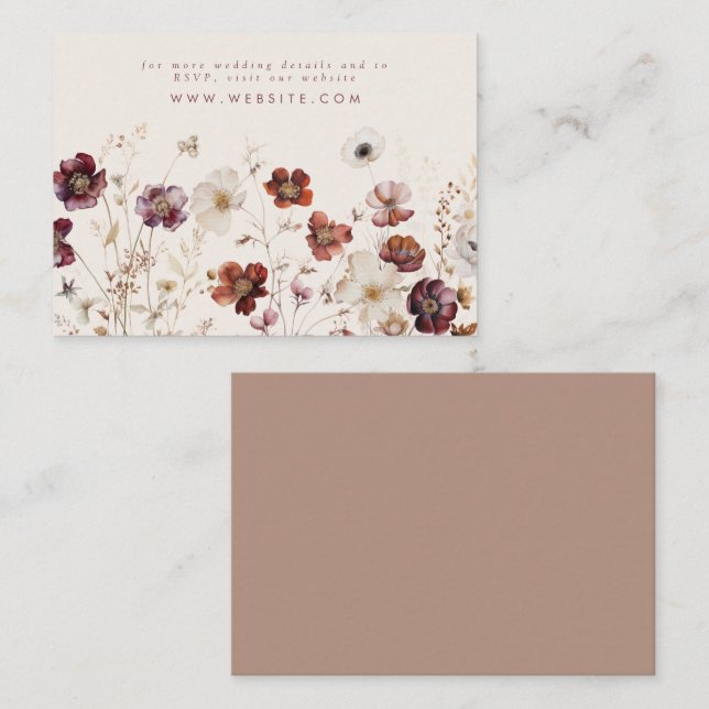 Beige Fall Floral Wedding Enclosure Card (Front/Back)