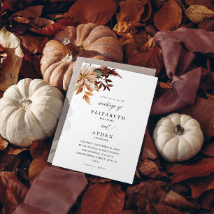 Beige Fall Floral Wedding Invitation