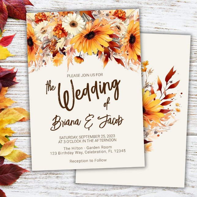 Beige Fall Floral Wedding Invitation (Creator Uploaded)