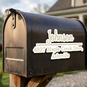 Beige Family Name & Address Mailbox Personalised