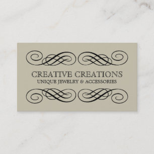 Beige Fancy Flourish Business Card