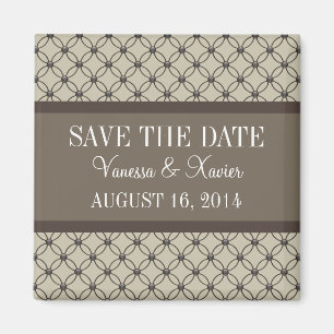 Beige Fancy Lattice Save the Date Magnet