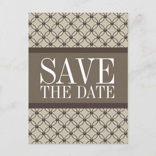 Beige Fancy Lattice Save the Date Postcard (Front)