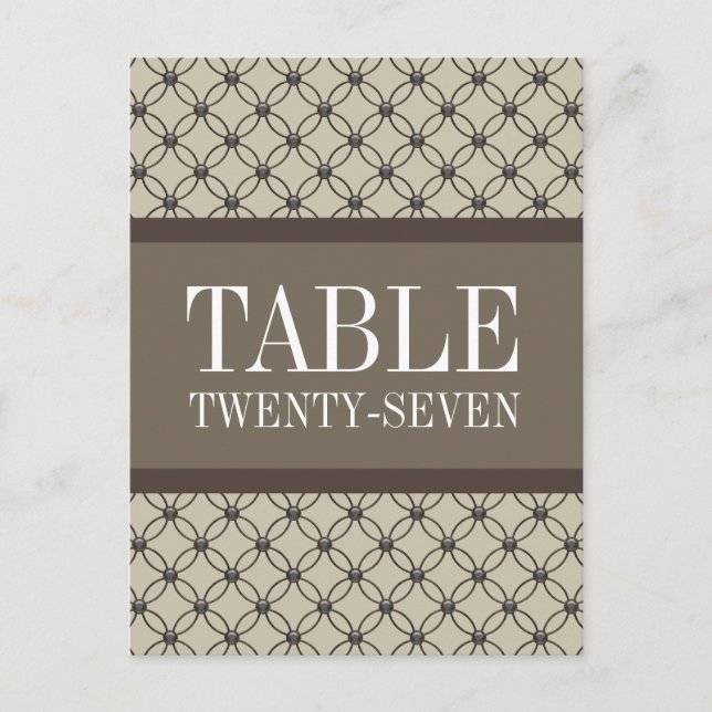 Beige Fancy Lattice Table Number Postcard (Front)