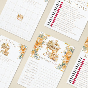 Beige & Faux Gold Baby Wishes Game Baby Shower