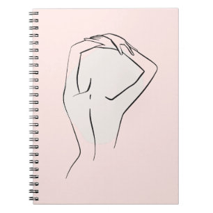 Beige Feminine Line Art Wall Decor Spiral Photo Notebook